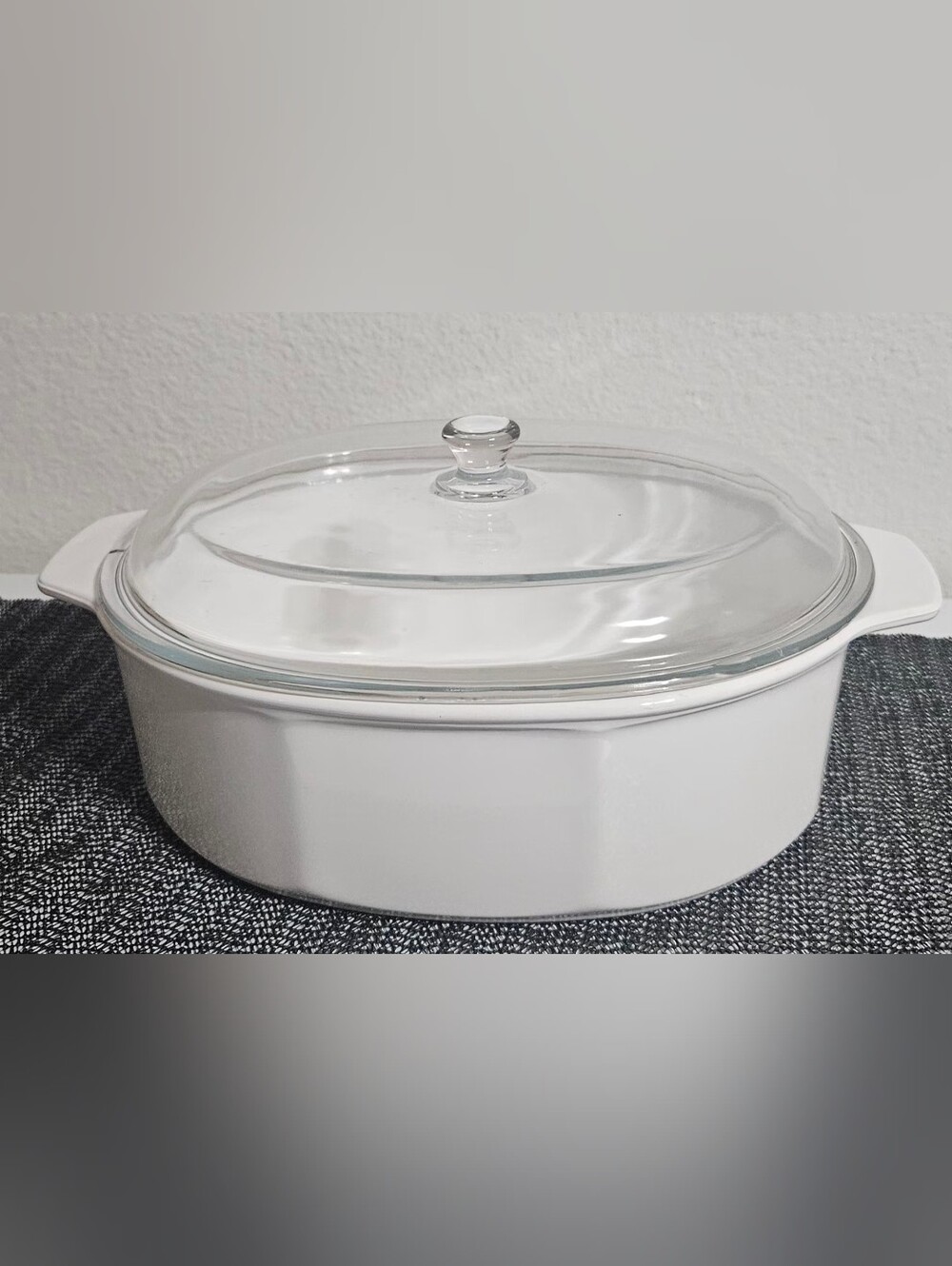 White Glass-Lidded Oval Casserole Dish - Classic Oven-to-Table Cookware
